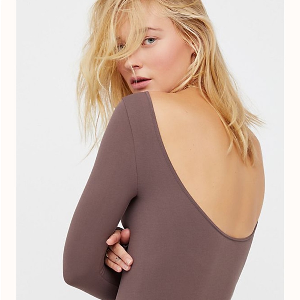 Free People Low Back Bodysuit in Mink